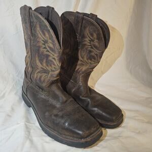 Justin Boots Mens 13 EE Brown Leather Steel Toe Work Western